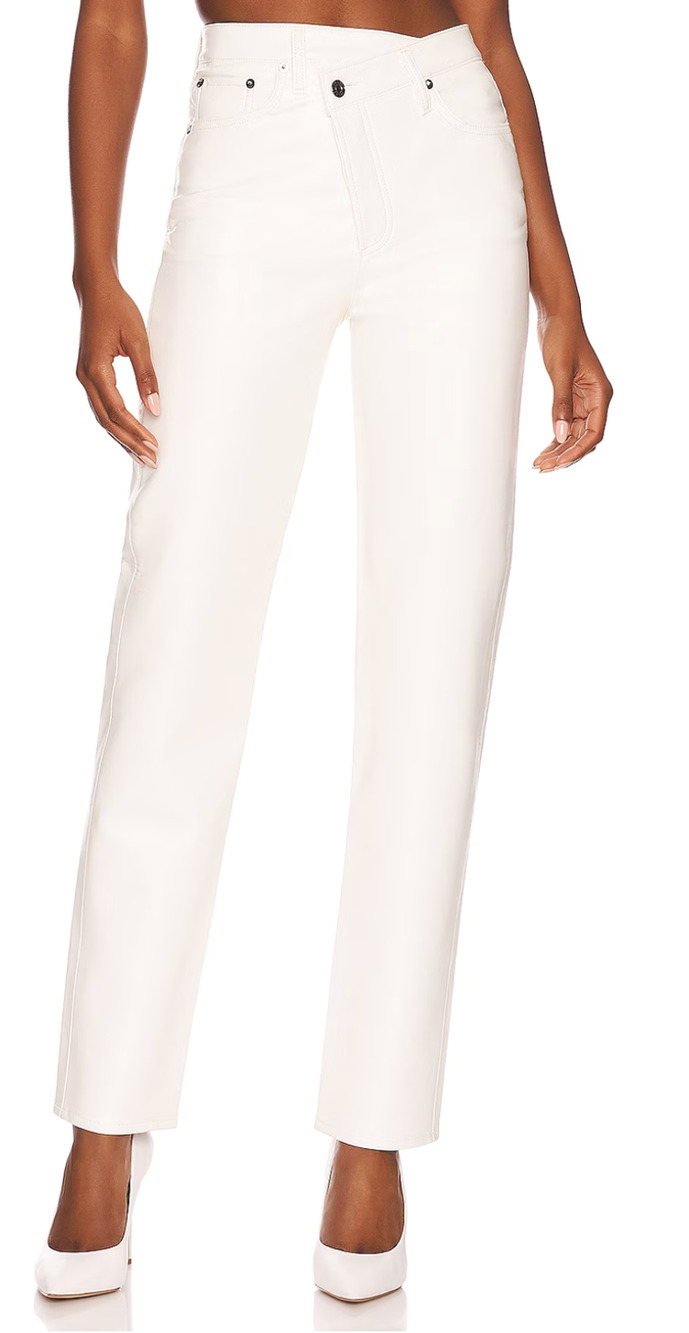 AGOLDE White Real Leather Straight Pant SIZE 25 Jeans Designer Sustainable $378
